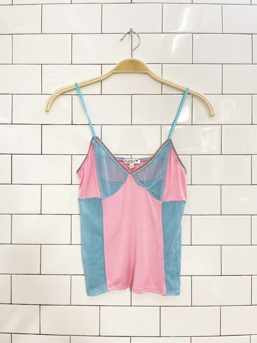 vintage 80s playboy intimates mesh panelled tank | made in USA - good market thrift store