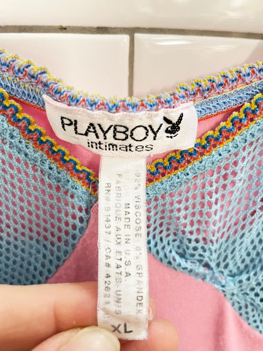 vintage 80s playboy intimates mesh panelled tank | made in USA - good market thrift store