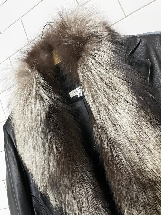 y2k cache fox fur collar + butter leather fitted jacket | removable collar | lambskin