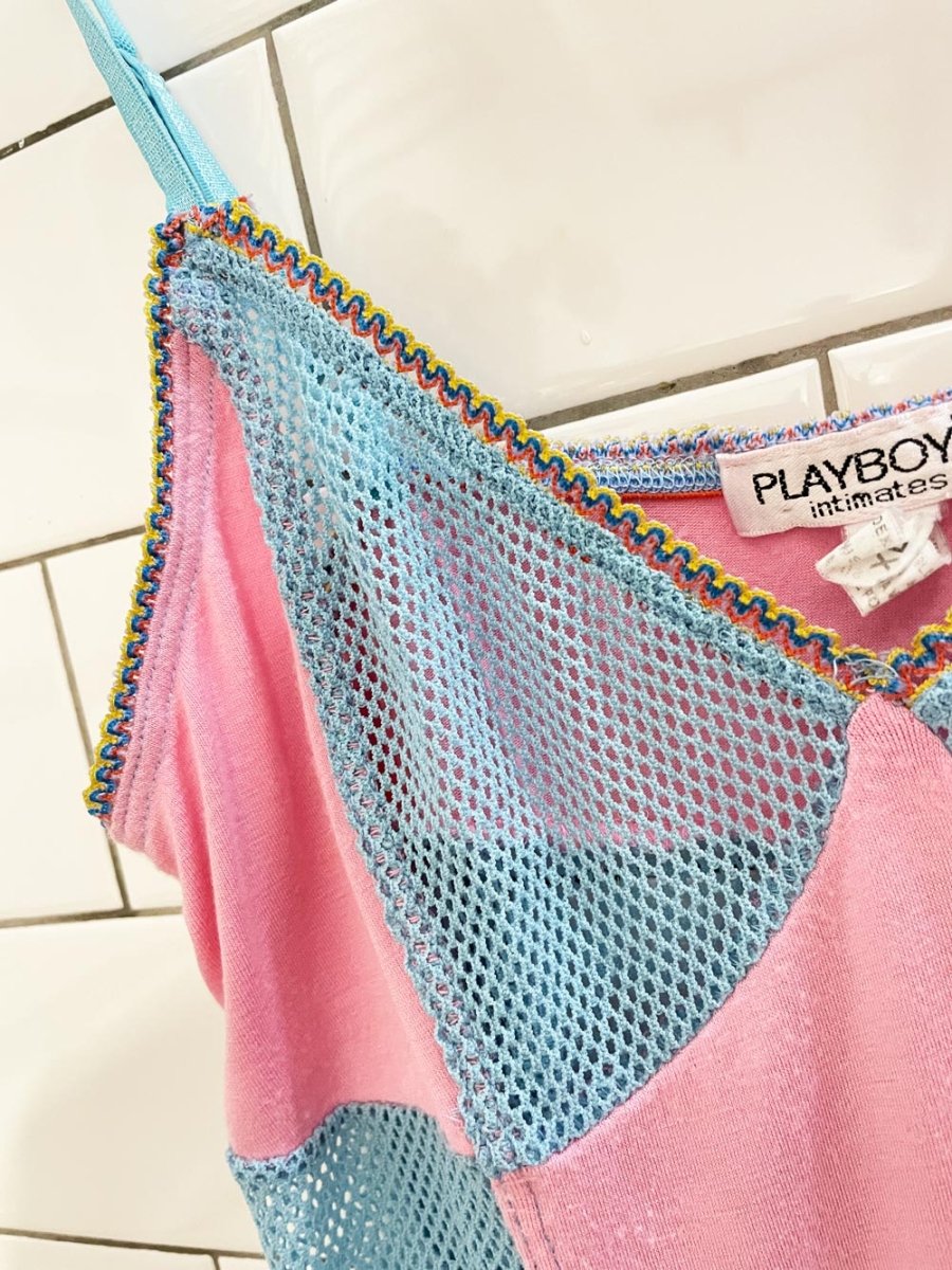 vintage 80s playboy intimates mesh panelled tank | made in USA - good market thrift store
