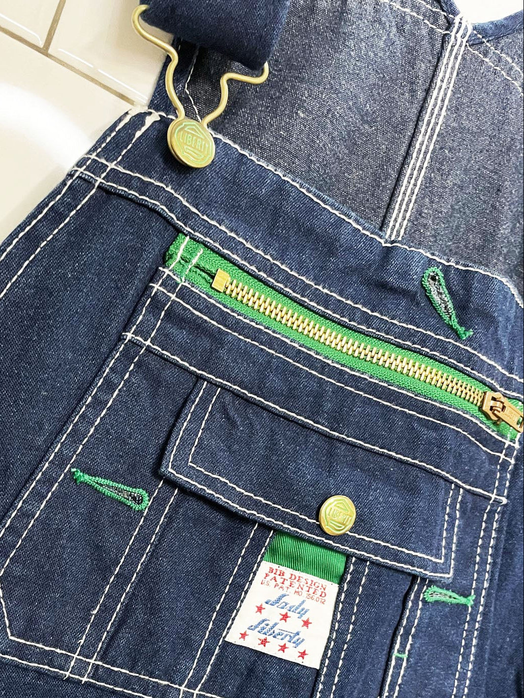 vintage 90s liberty contrast stitch carpenter denim overalls