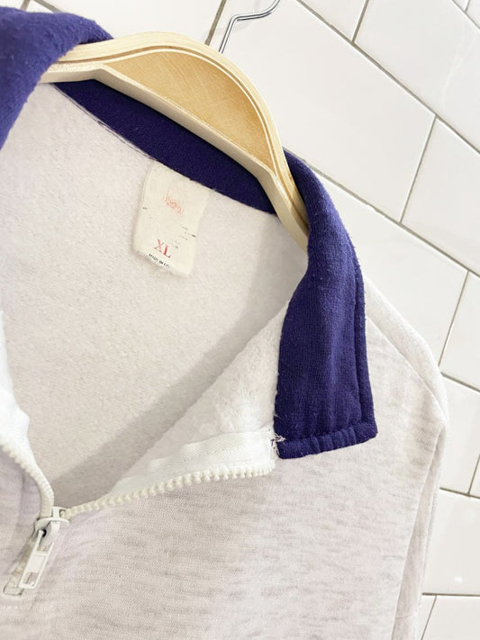 vintage 90s san fran collegiate colourblock 1/4 zip sweatshirt - good market thrift store