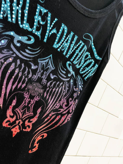 y2k harley davidson jewel ombre ribbed tank - good market thrift store