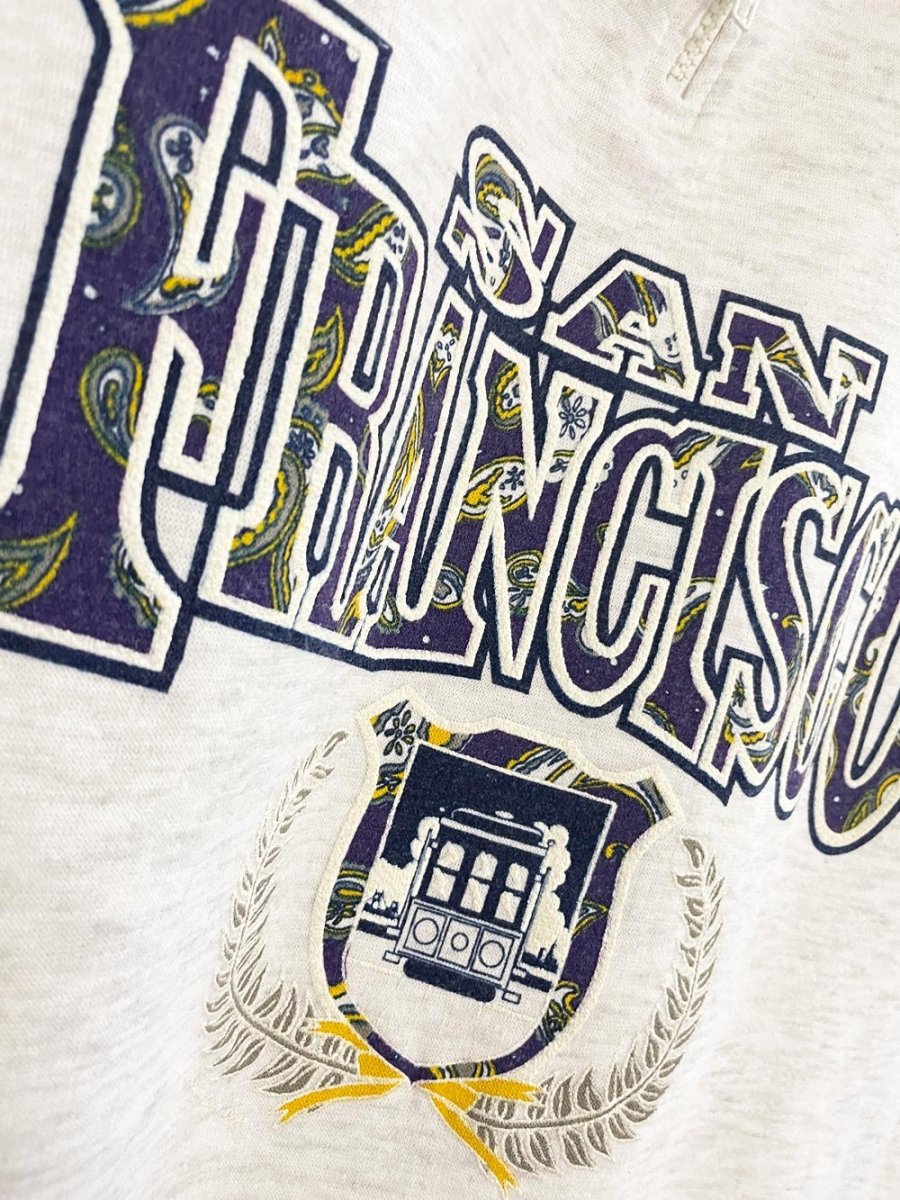 vintage 90s san fran collegiate colourblock 1/4 zip sweatshirt - good market thrift store