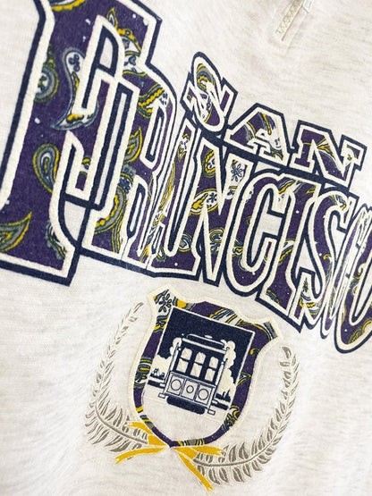 vintage 90s san fran collegiate colourblock 1/4 zip sweatshirt - good market thrift store