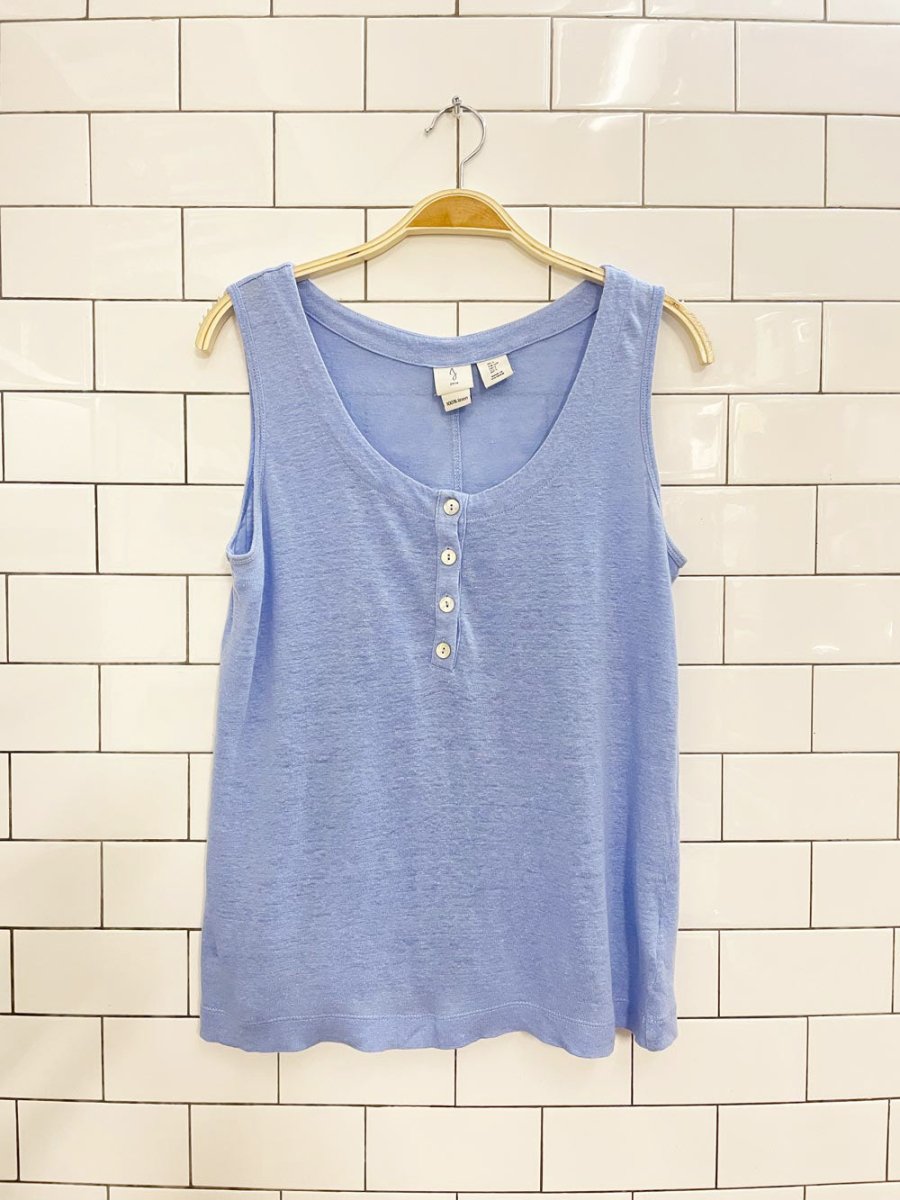 joie 100% linen 1/2 button tank top - good market thrift store