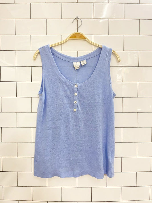 joie 100% linen 1/2 button tank top - good market thrift store