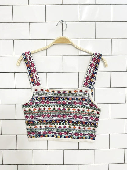 zara knit beaded embroidered crop top - good market thrift store