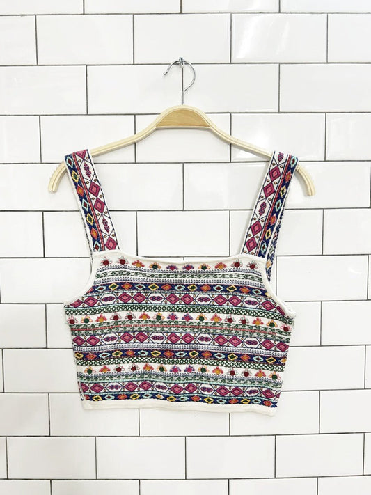zara knit beaded embroidered crop top - good market thrift store