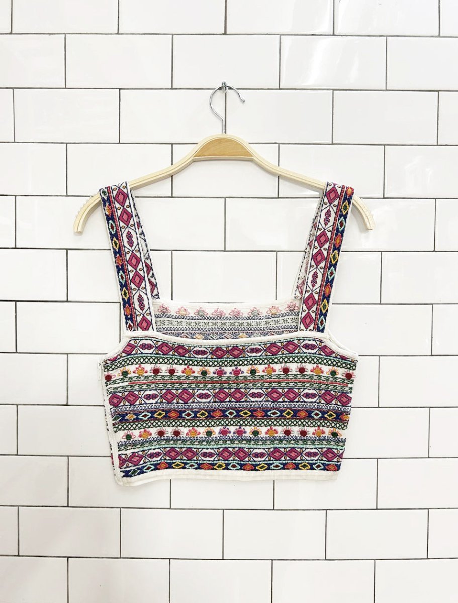zara knit beaded embroidered crop top - good market thrift store