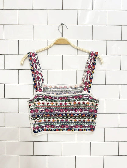 zara knit beaded embroidered crop top - good market thrift store