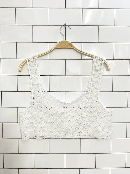 crochet sunrise knit crop tank - good market thrift store