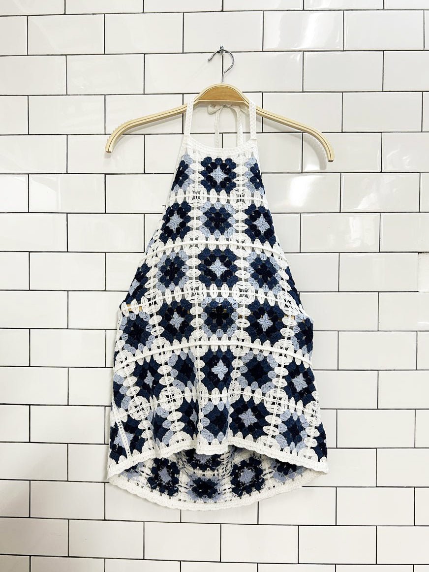 granny square crochet knit halter top - good market thrift store