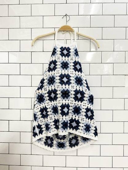 granny square crochet knit halter top - good market thrift store