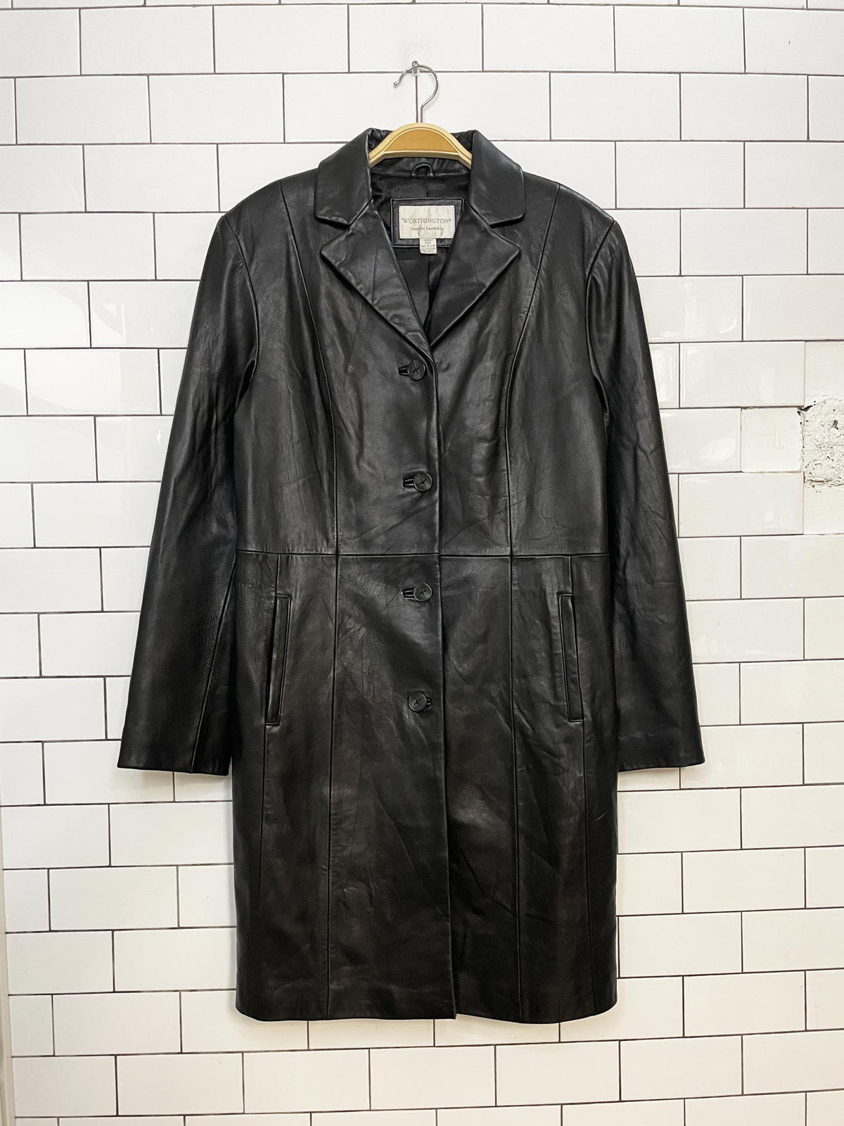 vintage 00s worthington butter leather long jacket | lambskin