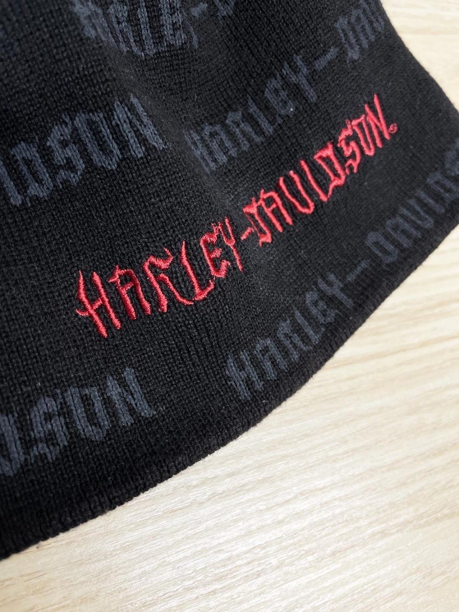 y2k harley davidson reversible knit beanie - good market thrift store