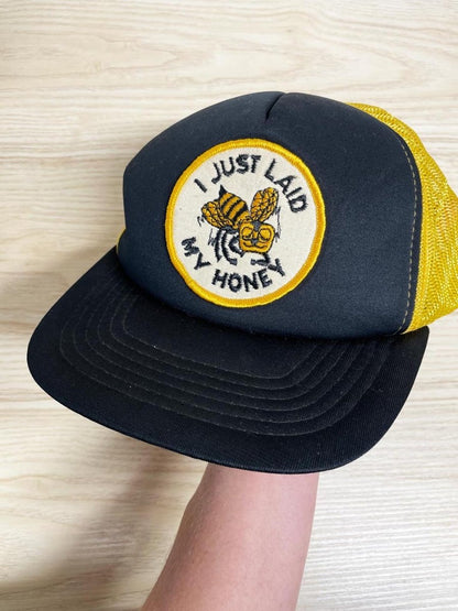 vintage 80s honey bee patch trucker hat | athletic headwear ltd. - good market thrift store