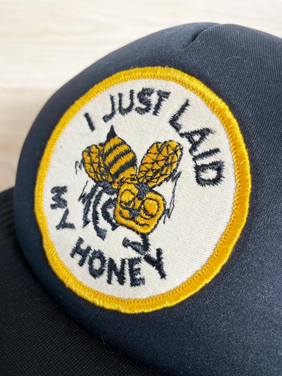 vintage 80s honey bee patch trucker hat | athletic headwear ltd. - good market thrift store