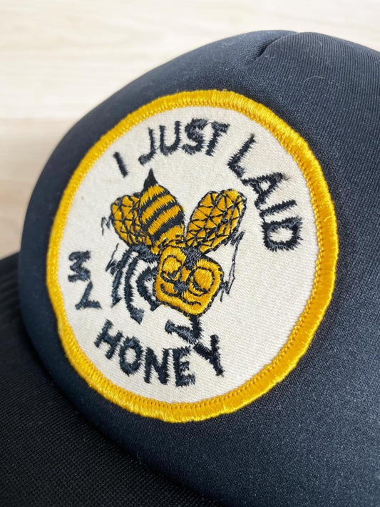 vintage 80s honey bee patch trucker hat | athletic headwear ltd. - good market thrift store