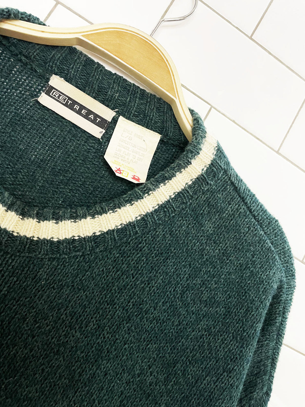 vintage 90s retreat wool-blend knit ringer sweater