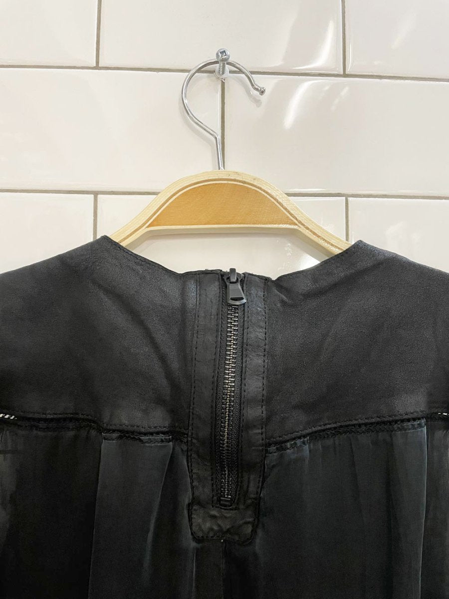 LM studio 100% silk tank with leather trim - good market thrift store
