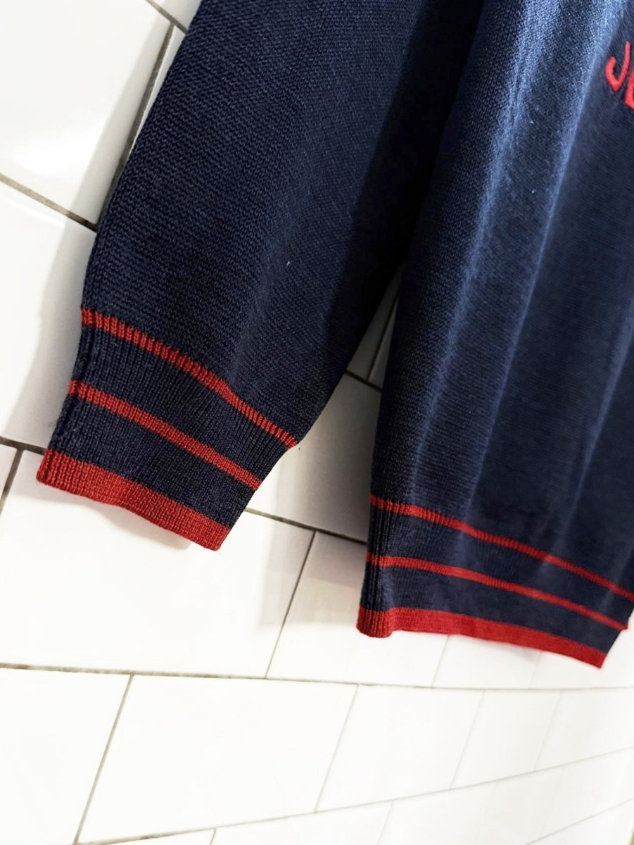 vintage 00s calvin klein wool - blend collegiate logo sweater | the vintage twin - good market thrift store