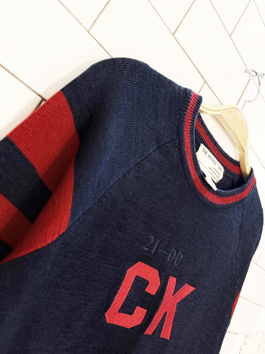 vintage 00s calvin klein wool - blend collegiate logo sweater | the vintage twin - good market thrift store