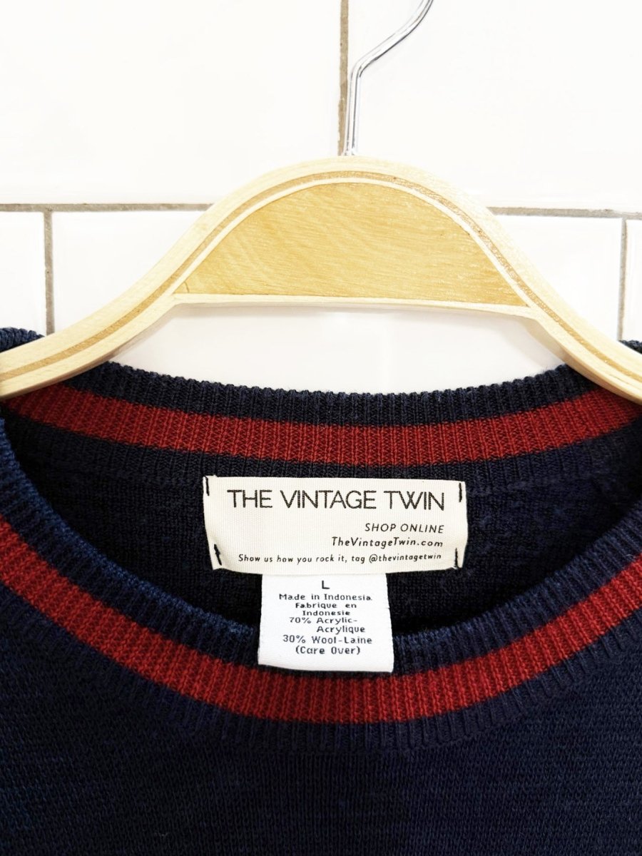 vintage 00s calvin klein wool - blend collegiate logo sweater | the vintage twin - good market thrift store