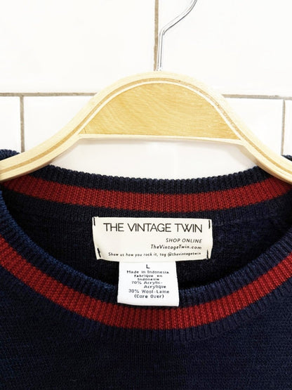 vintage 00s calvin klein wool - blend collegiate logo sweater | the vintage twin - good market thrift store