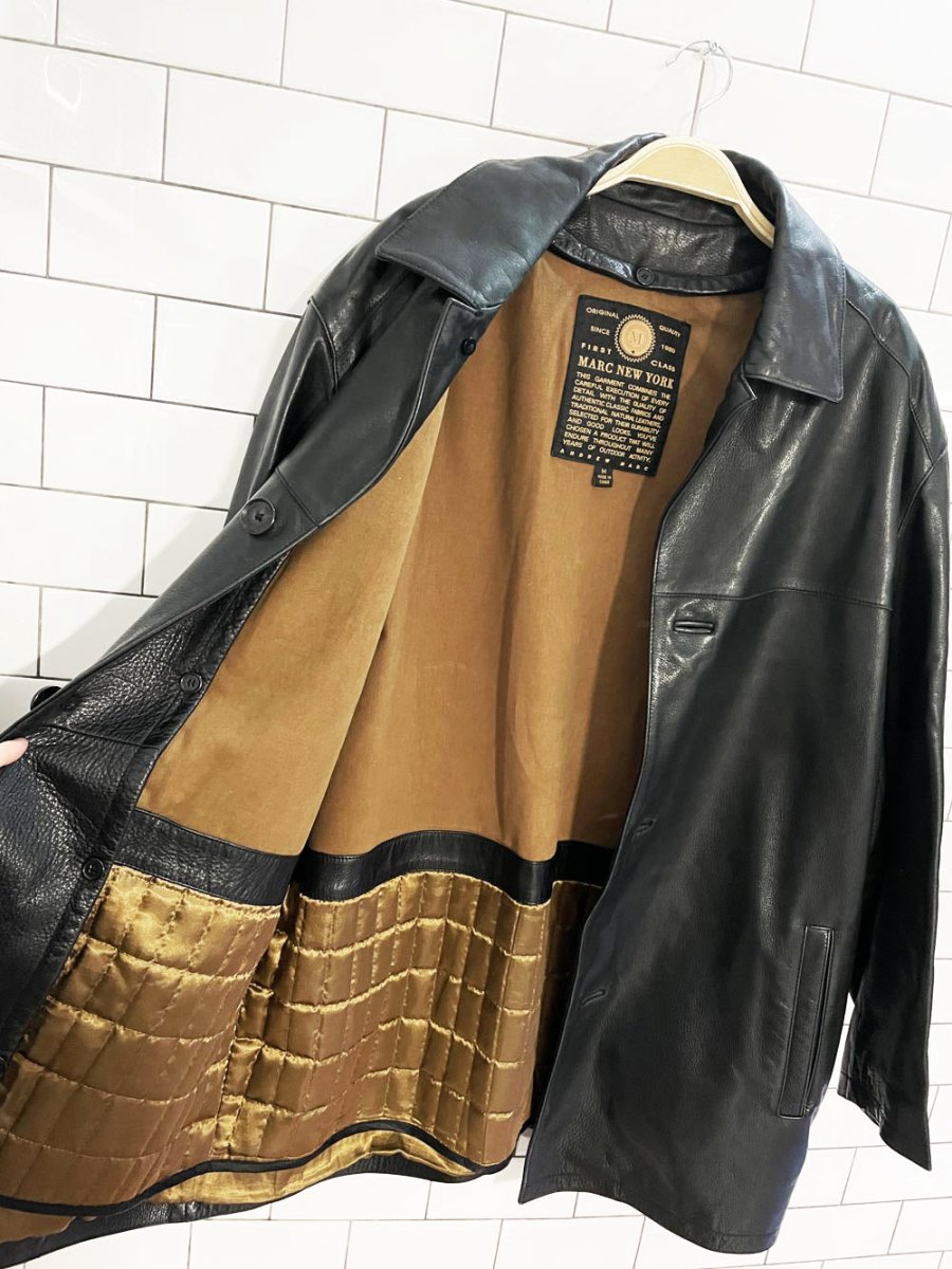 marc new york heavy leather minimal jacket | removable liner - good market thrift store