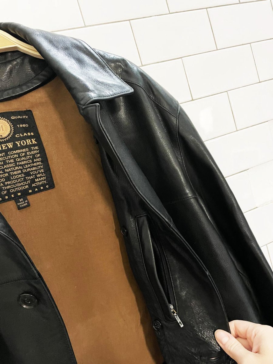 marc new york heavy leather minimal jacket | removable liner - good market thrift store