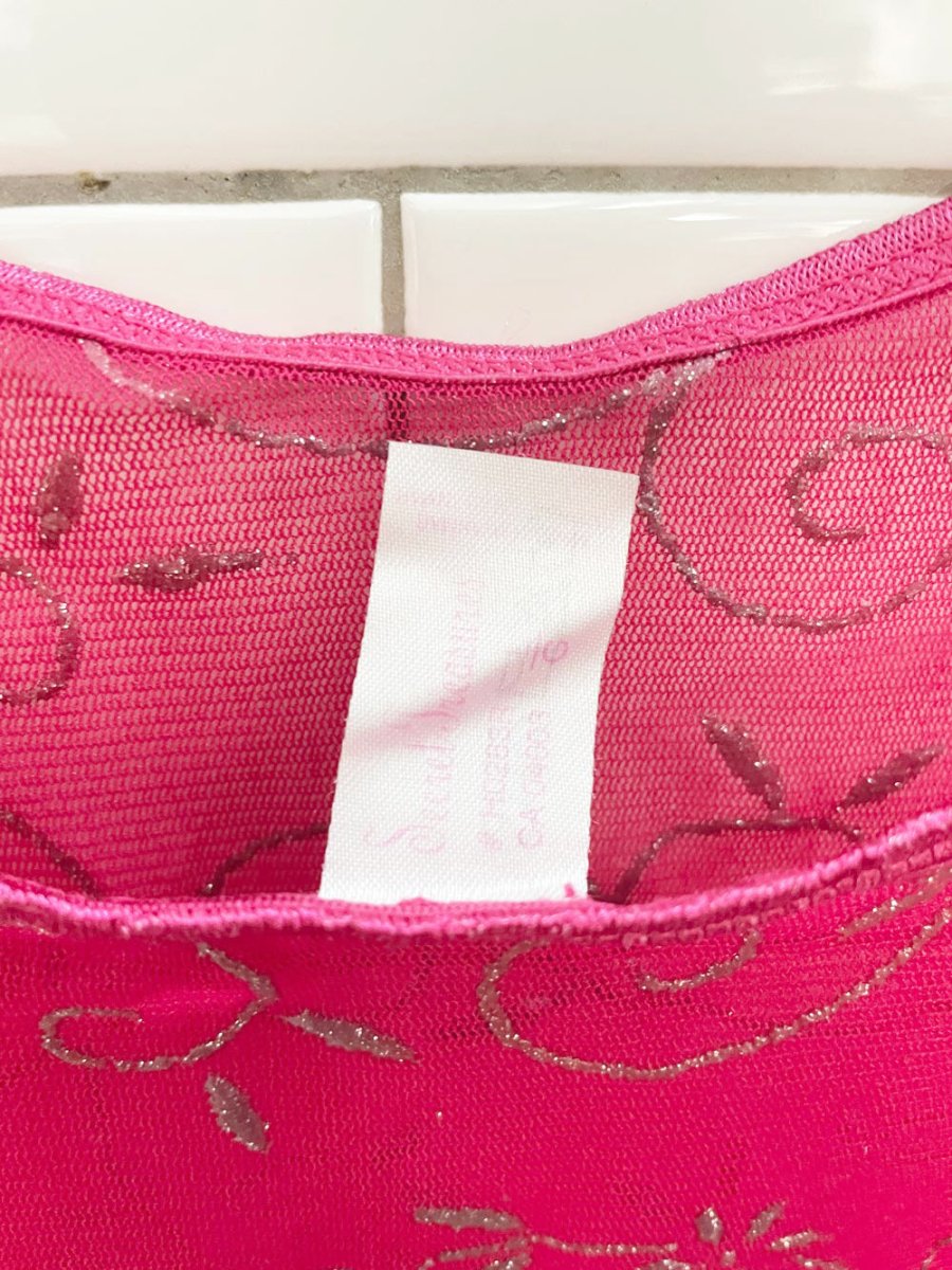y2k secret treasures glitter design mesh tank - good market thrift store