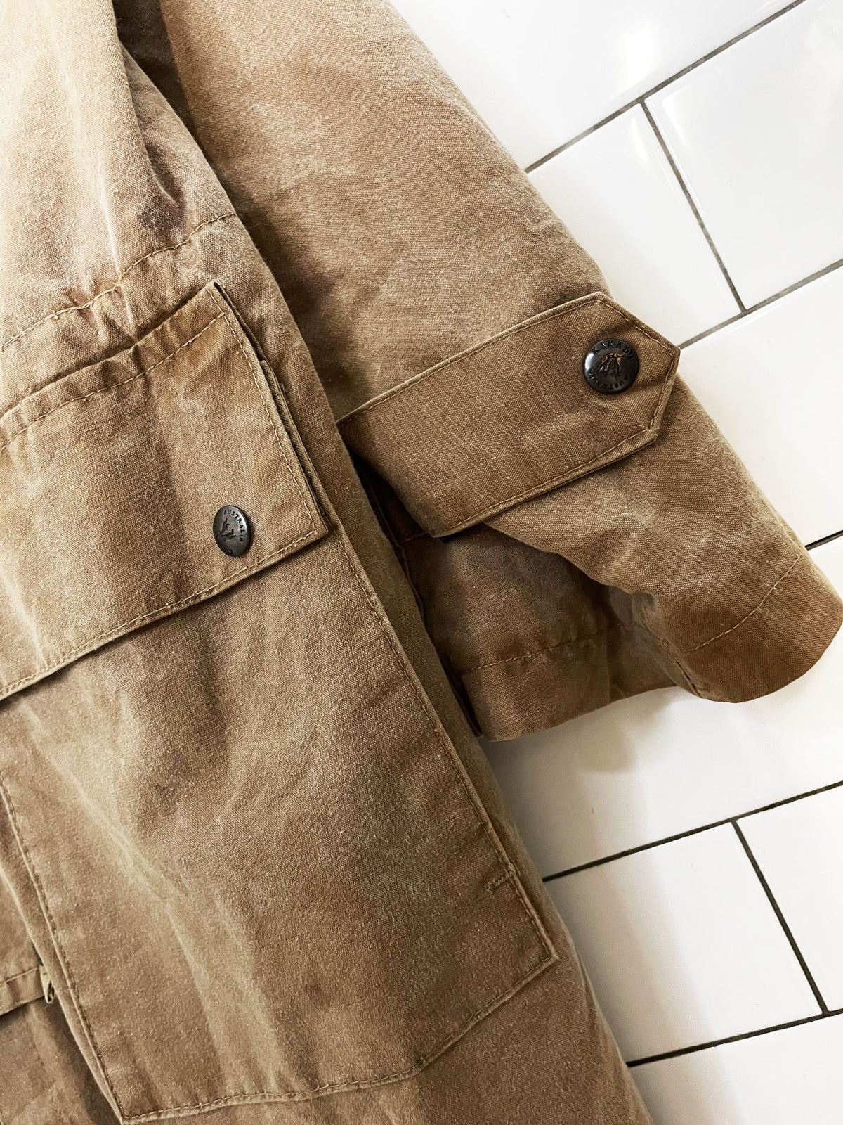 kakadu traders leather collar canvas long rider cinch waist trench coat