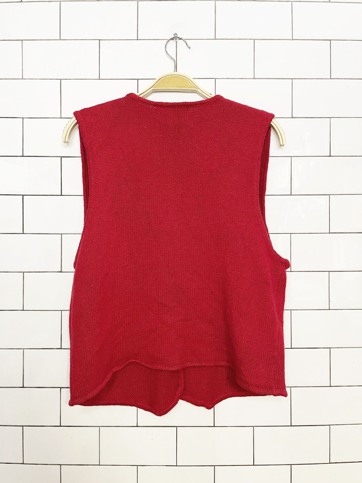 vintage pronto gold ramie-blend knit floral vest