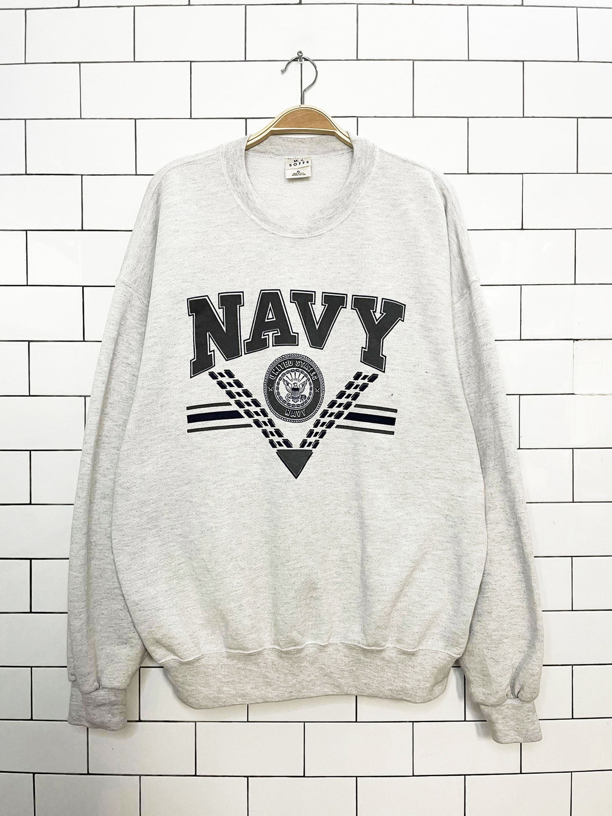 vintage 90s mj soffe US navy graphic sweatshirt | made in USA | double sided