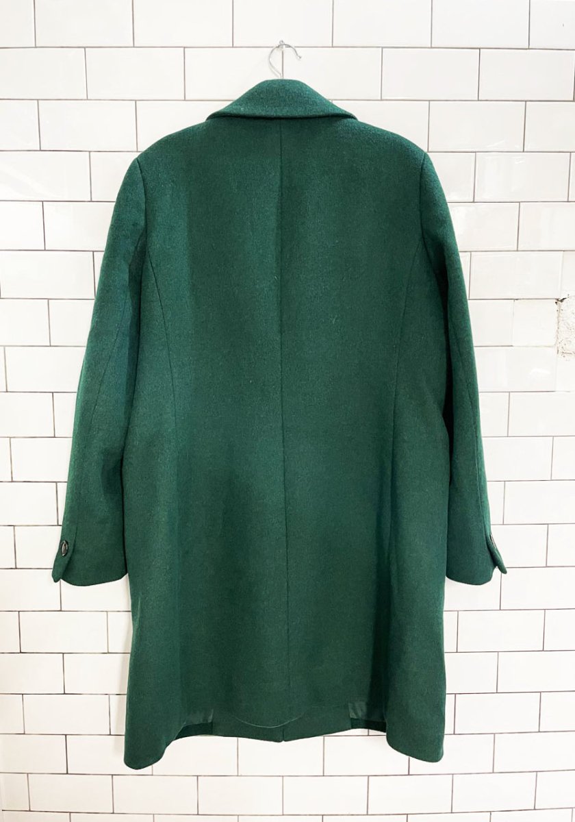 rw&co wool - blend single button overcoat | forest green - good market thrift store