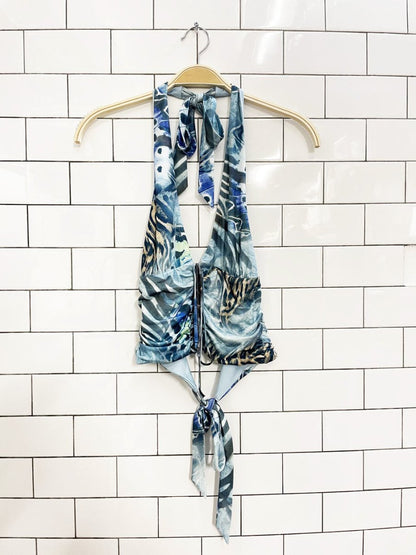 I.AM.GIA nadia halter top blue butterfly - good market thrift store