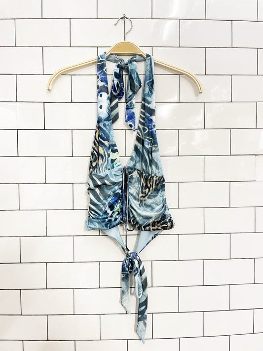 I.AM.GIA nadia halter top blue butterfly - good market thrift store