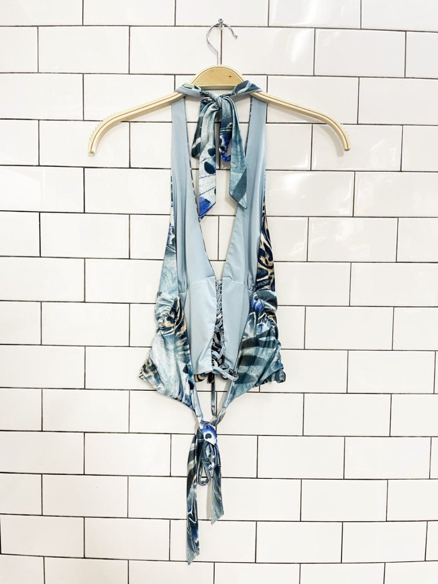 I.AM.GIA nadia halter top blue butterfly - good market thrift store