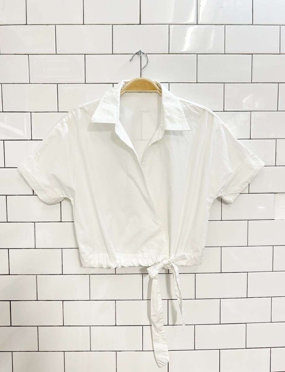 babaton orzana 100% cotton tie wrap crop blouse | aritzia - good market thrift store