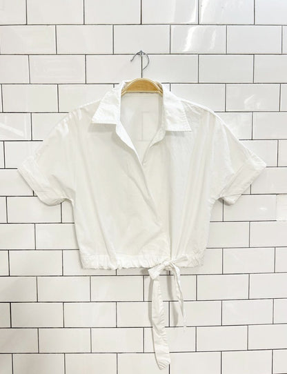 babaton orzana 100% cotton tie wrap crop blouse | aritzia - good market thrift store