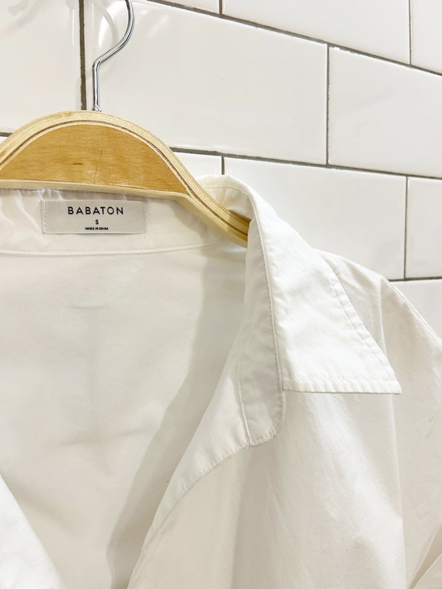 babaton orzana 100% cotton tie wrap crop blouse | aritzia - good market thrift store