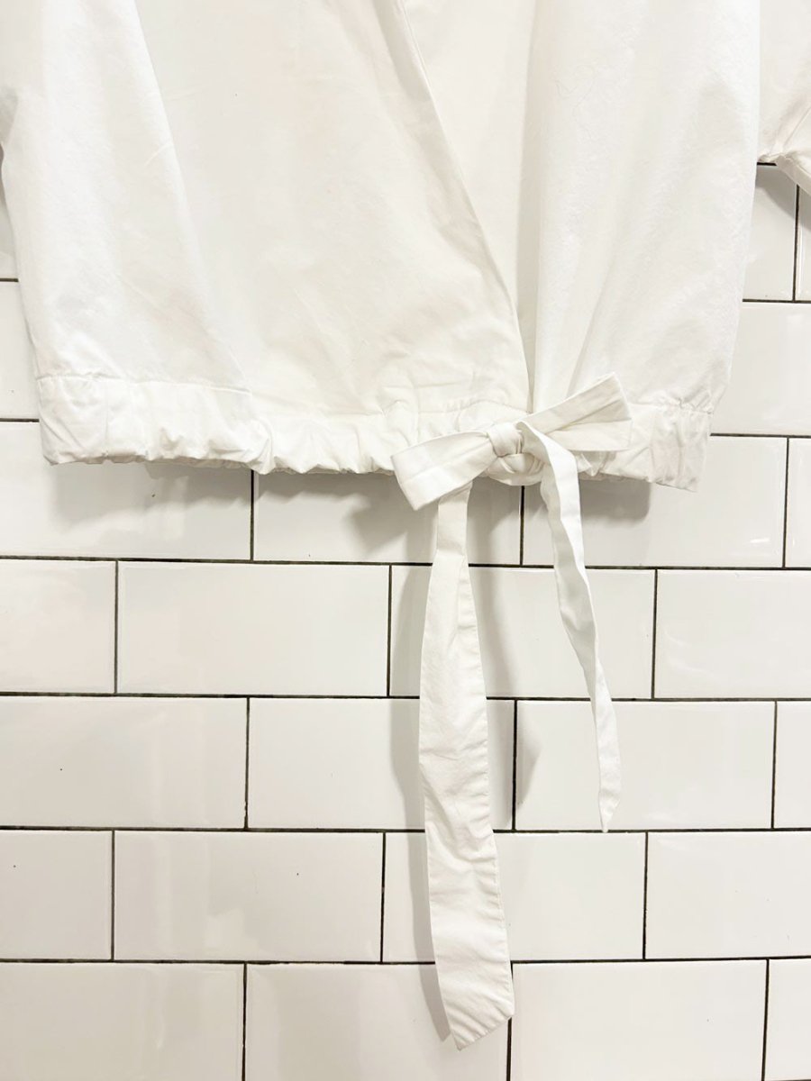 babaton orzana 100% cotton tie wrap crop blouse | aritzia - good market thrift store