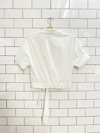 babaton orzana 100% cotton tie wrap crop blouse | aritzia - good market thrift store