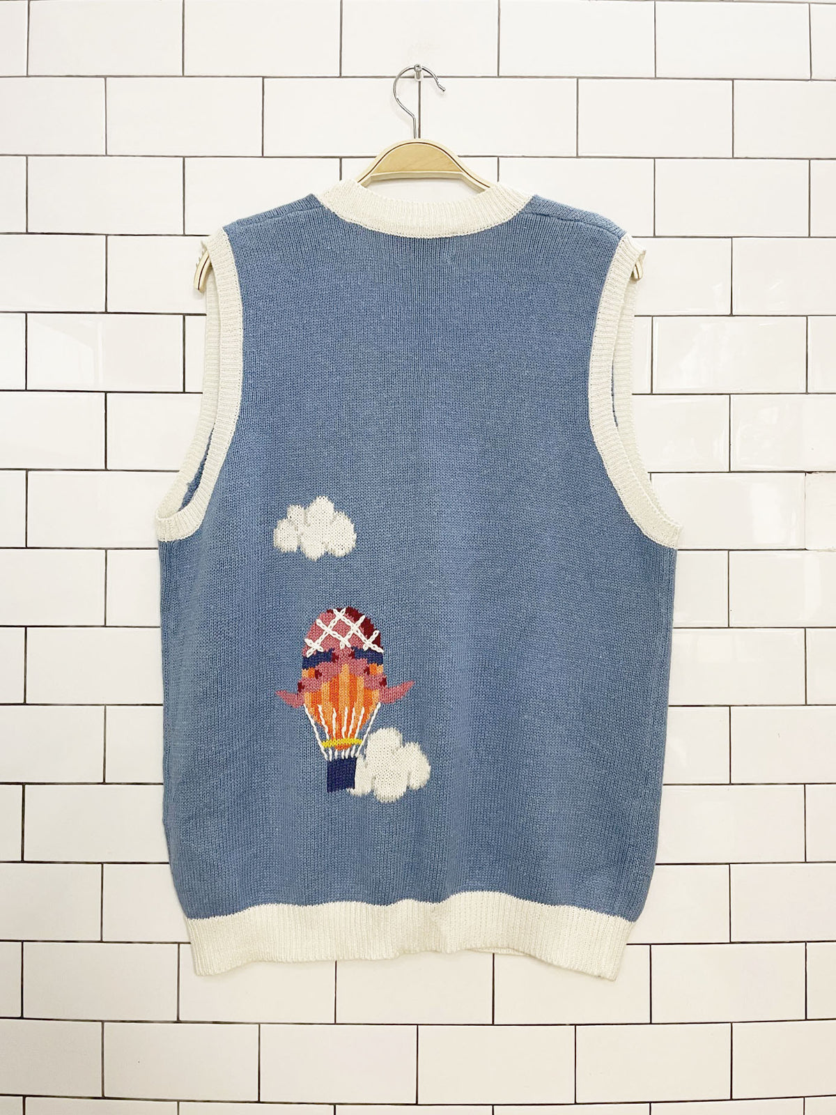 vintage marisa christina ramie-blend hot air balloon knit vest