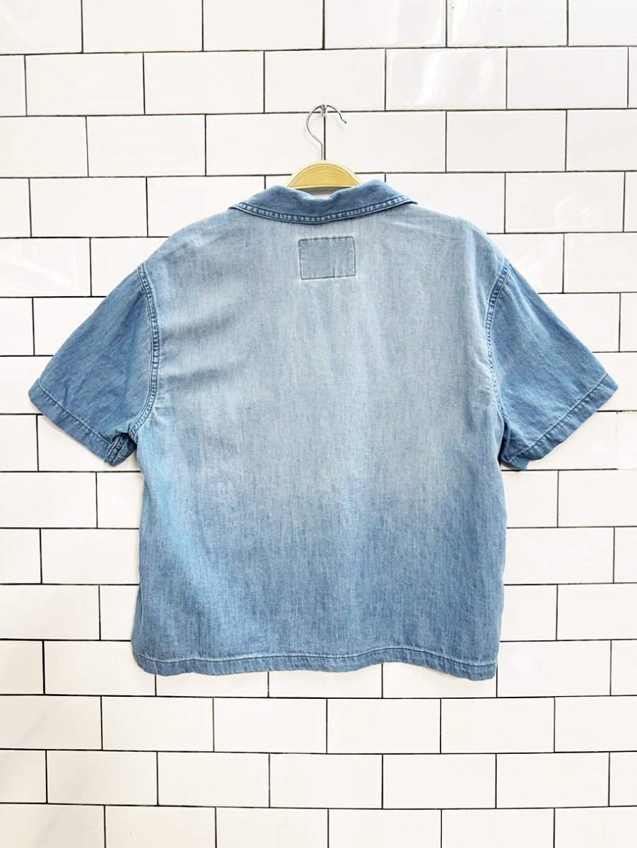 lola river boxy courier denim button up - good market thrift store