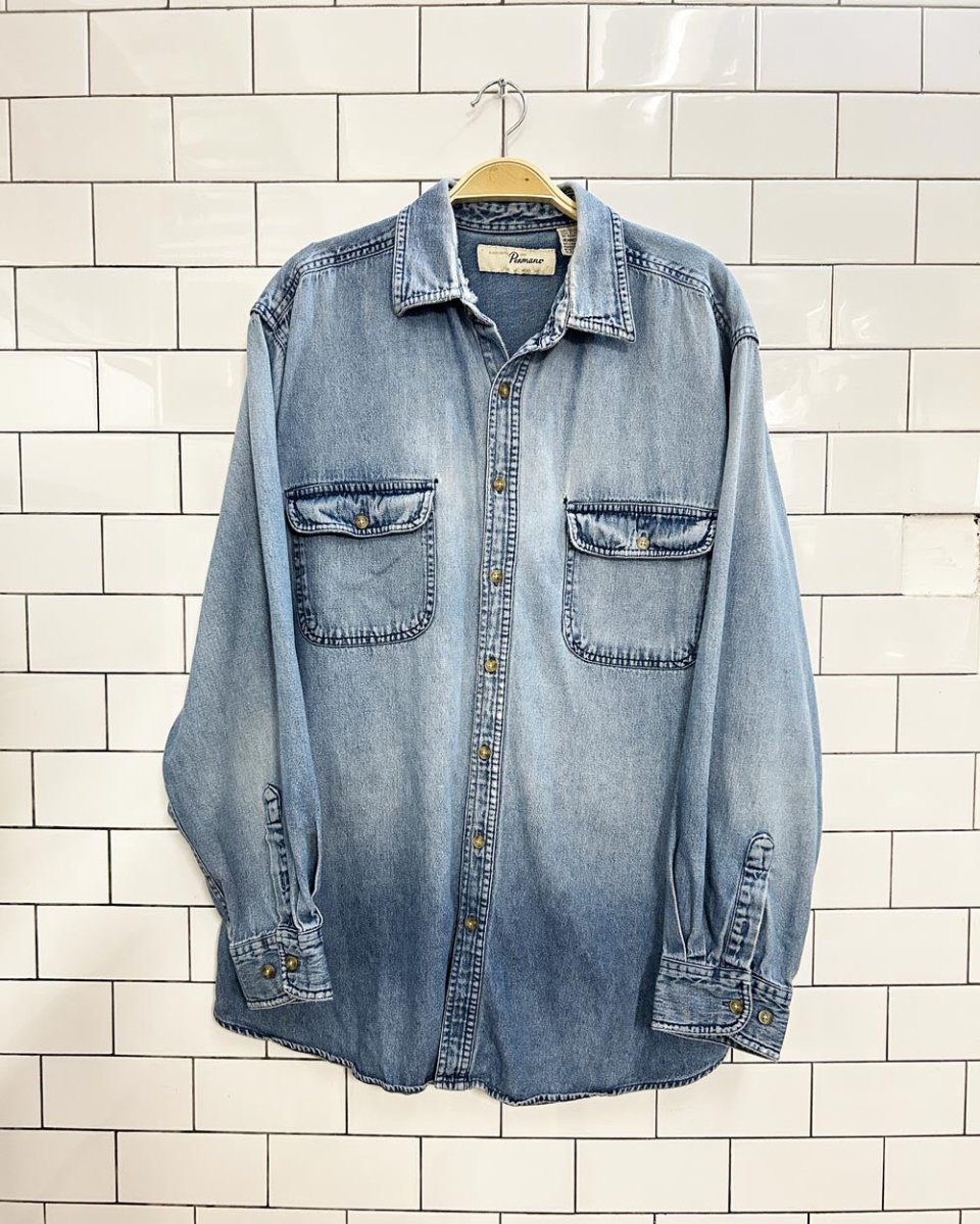 vintage 90s penmans long sleeve denim shirt - good market thrift store