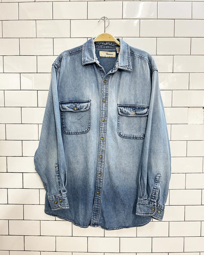 vintage 90s penmans long sleeve denim shirt - good market thrift store