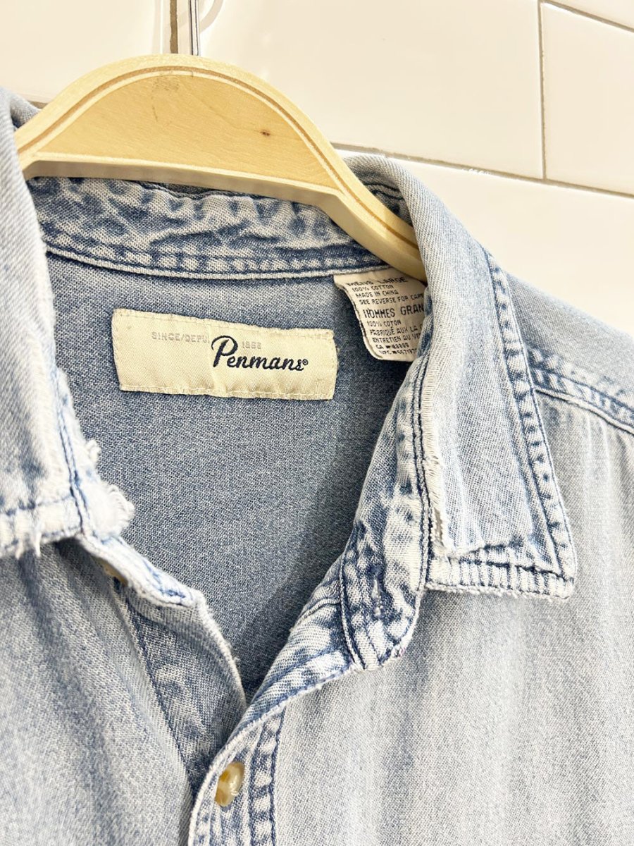 vintage 90s penmans long sleeve denim shirt - good market thrift store