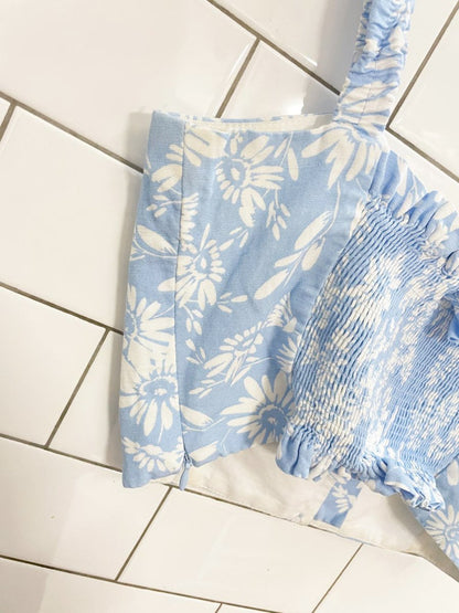 zara covered button daisy print crop tank - good market thrift store